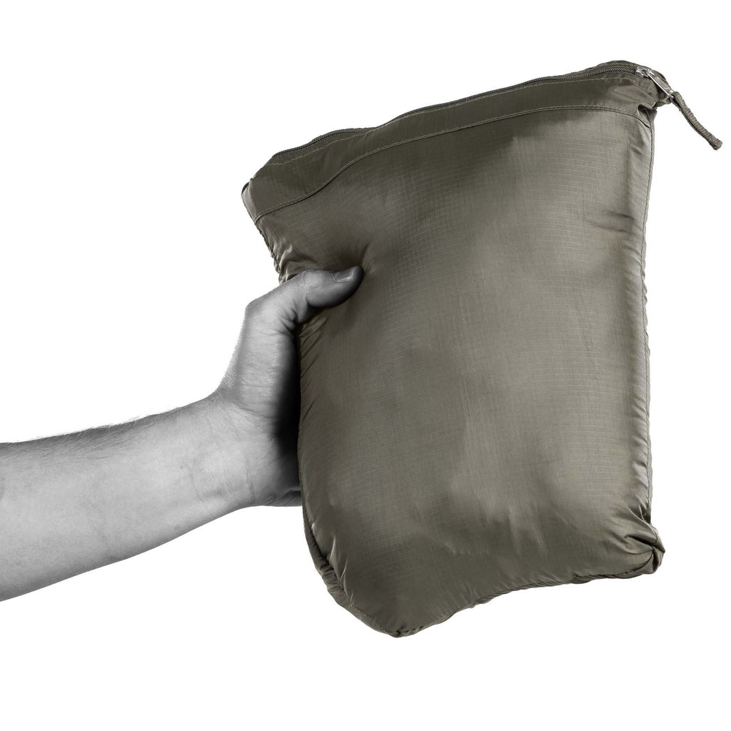 Travel light with UF PRO Delta ComPac Tactical Winter Jacket. Compressed and stowed away in its inner pocket for easy carrying.